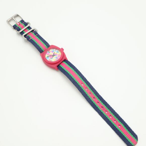 Nixon The Small Time Teller Pink Multicolor 26mm Watch Nylon Strap w New Battery - Picture 12 of 14